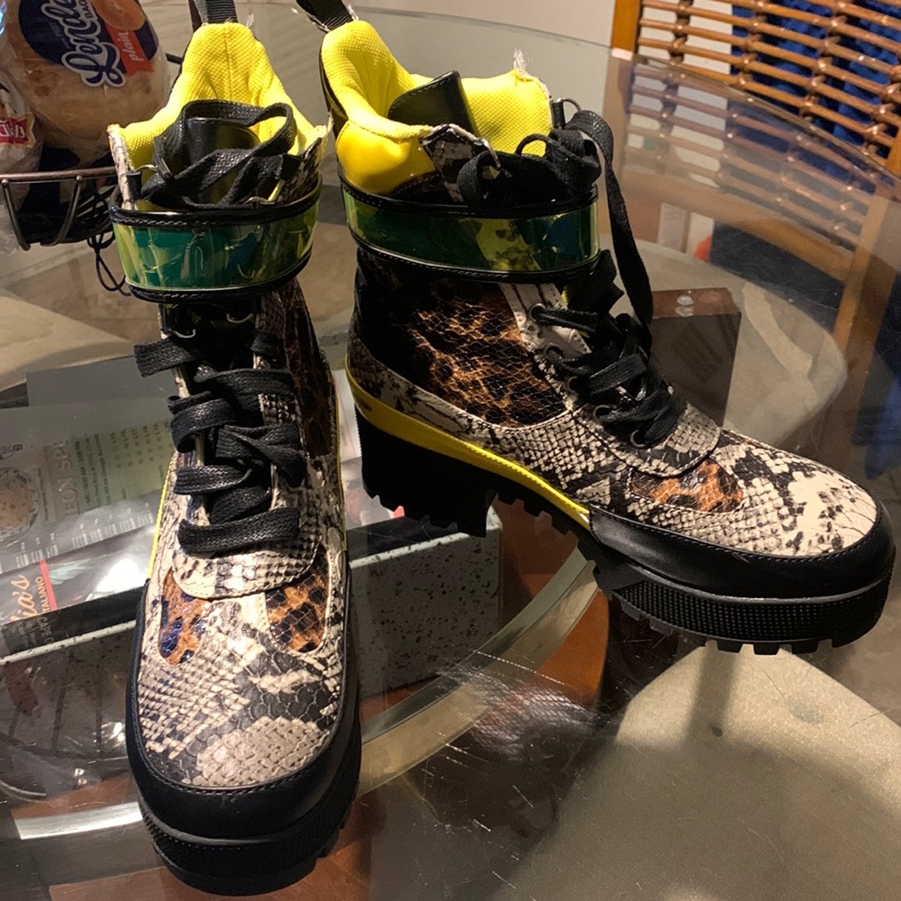 Leopard/snake skin boots w/box